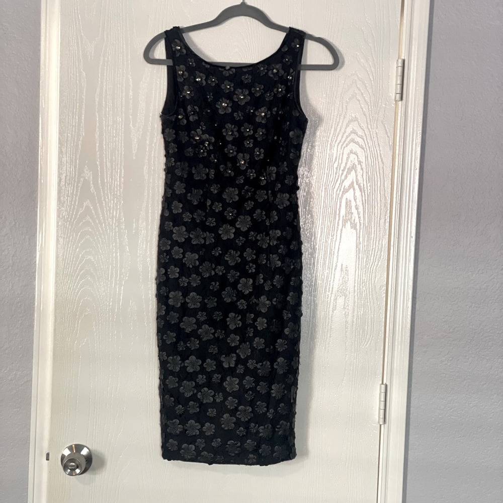 Adrianna Pappell Floral Faux Leather Dress